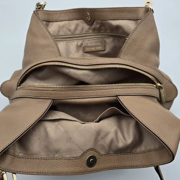 Michael Kors Raven Tan Pebble Leather Tote Shoulder Bag Hobo Style Hybrid Casual - Picture 8 of 16